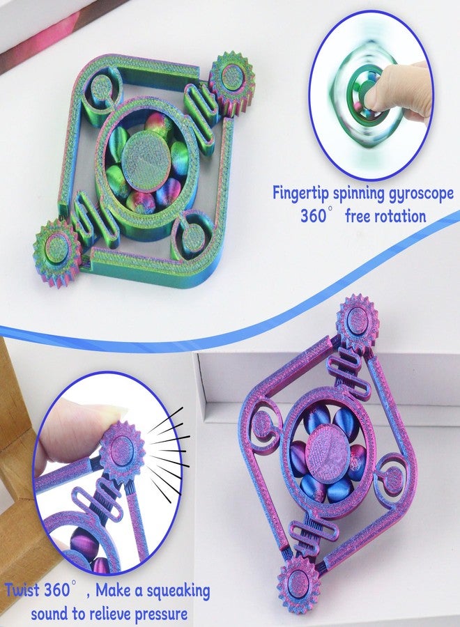 oyeftp 2PCS Fidget Spinners for Teens & Adults, 3D Printed Fidget Spinners Toy ADHD Autism Sensory Stress Relief Toys, Office Desk Toy, Back to School Supplies Easter Party Favors for Teens Desktop Deco Gift - Image 3